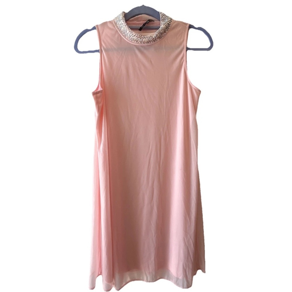 Chic Pink Embellished Mini Dress